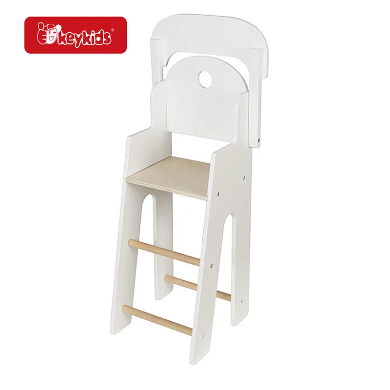 2026 OEM White Doll High Chair Toy Furniture Wooden Pretend Play Feeding Toy for Kids W08G522